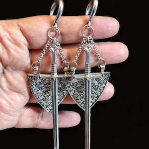Viking weights-ear hanger- silver pewter ear weight-stretched loob earring-brass ear weights 1 pair