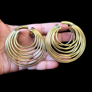 Hoop ear weight/3D hoop ear weight/tribal ear weight/boho ear weight/brass ear weight
