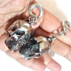 Skull ear weights-big skull ear weights- silver ear weight-stretch earring-brass ear weights 1 pair