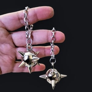Flail ball ear hangers, gauged earrings, goth earring