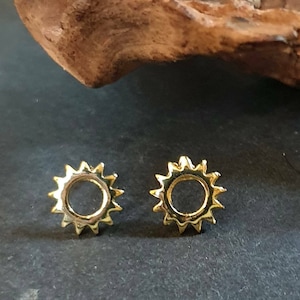 Brass sun stud earrings,sun stud earring, brass stud earring