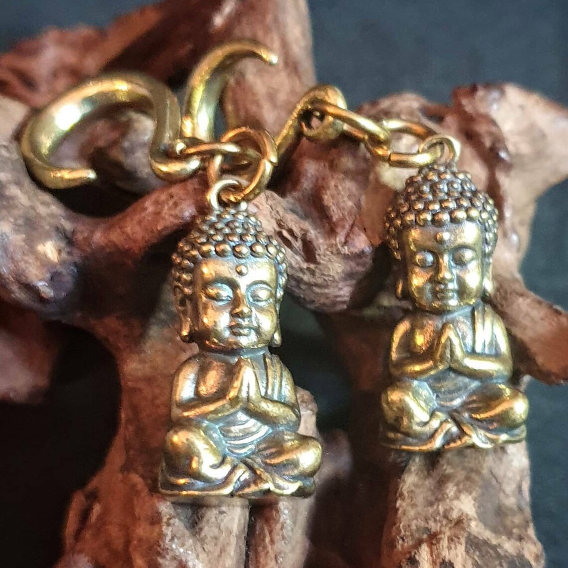 Brass ear weights buddha ear hangers stretched lobes | Etsy