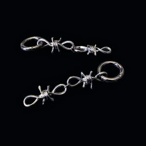 Barbed wire ear hangers- ear weights, earrings for plugs- hinged  earring
