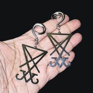 Pendientes de Lucifer, pendientes satánicos, pendientes góticos, pendientes de calibre
