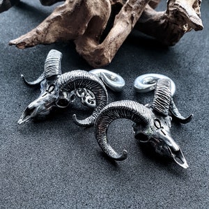 Goat head ear hangers, gothic goat head ear weights, satanic ear weights,goat head guage earring