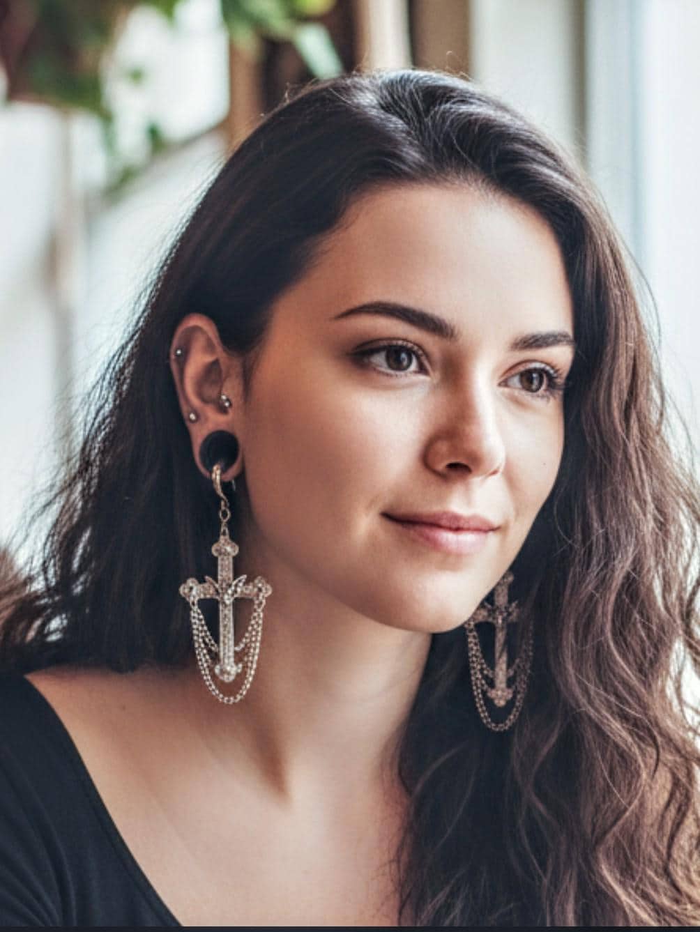 Goth Ear Weights- Cross Ear Hanger- Bat Ear Weight-stretched Lobes ...