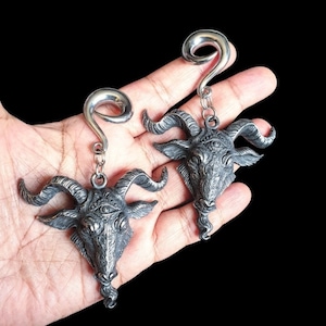 Baphomet ear weight/Ram head ear hangers/satan ear weights/goth ear weights/goat head ear weight