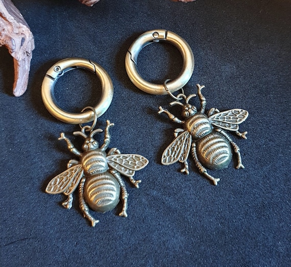 Bee Ear Weights- Bee Ear Hangers, Earrings for Plugs- Hinged