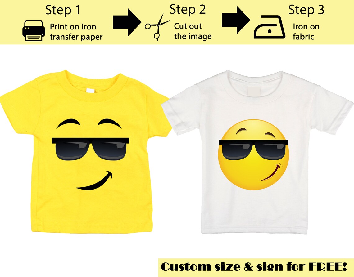 Printable Emoji Iron on Transfer, Cool Emoji, Emoji Shirt, Emoji T ...