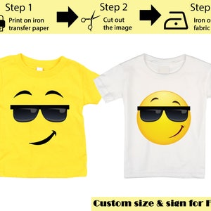 Printable Emoji Iron on transfer, Cool Emoji, Emoji Shirt, Emoji T-shirt, Emoji Birthday Shirt, Emoji Party T-shirt