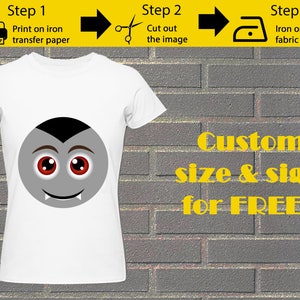 Printable Vampire Emoji Iron on transfer, Emoji Shirt, Emoji T-shirt, Emoji Birthday Shirt, Emoji Party T-shirt,  Instant Download