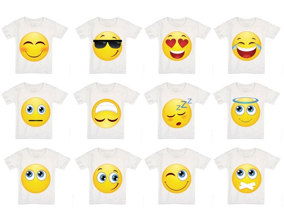 13 Pack Printable Emoji Iron on Transfers for Shirts, Emoji Shirt
