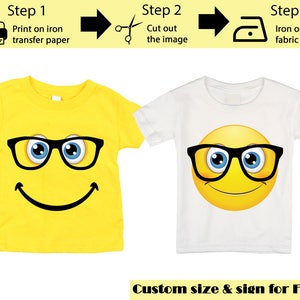 Printable Nerd Emoji Iron on transfer / Emoji Shirt / Emoji T-shirt / Emoji Birthday Shirt / Emoji Party T-shirt / Instant Download image 1