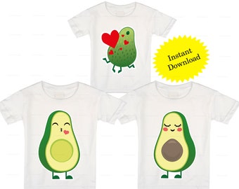 Printable Avocado shirt / Avocado emoji t-shirts / Emoji family shirts /  Avocado family / Emoji mother / father / boy / girl