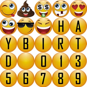 Printable Emoji Happy Birthday Banner, Orange, Black 1st 2nd 3rd 4th ...