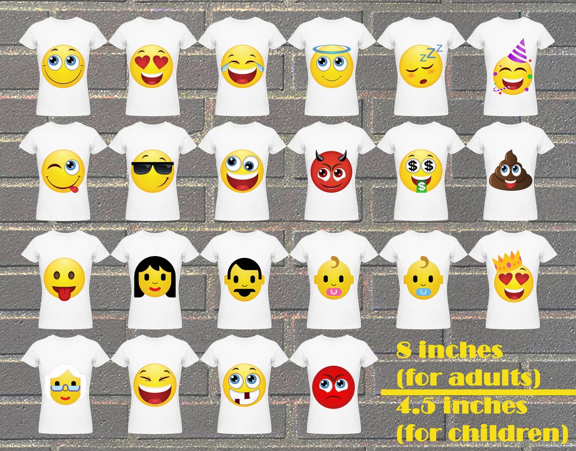 22 Pack Printable Emoji Iron on Transfers for Shirts Emoji | Etsy