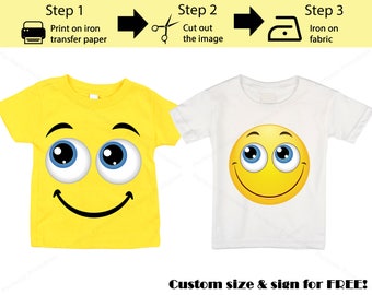 Printable Emoji T-shirt / Smile emoji / Iron on transfer / Emoji Birthday / Instant Download / Smile emoji