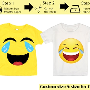Printable Emoji Iron on transfer, Crying Laughing Emoji, Emoji Shirt, Emoji T-shirt, Emoji Birthday Shirt, Emoji Party T-shirt