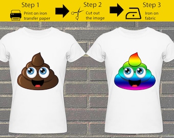 Printable Emoji Iron on transfer / Poop Emoji / Emoji Shirt / Emoji T-shirt / Emoji Birthday Shirt / Emoji Party T-shirt /  Instant Download