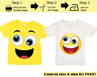 Printable Crazy Emoji Iron on transfer / Emoji Shirt / Emoji T-shirt / Emoji Birthday Shirt / Emoji Party T-shirt /  Instant Download