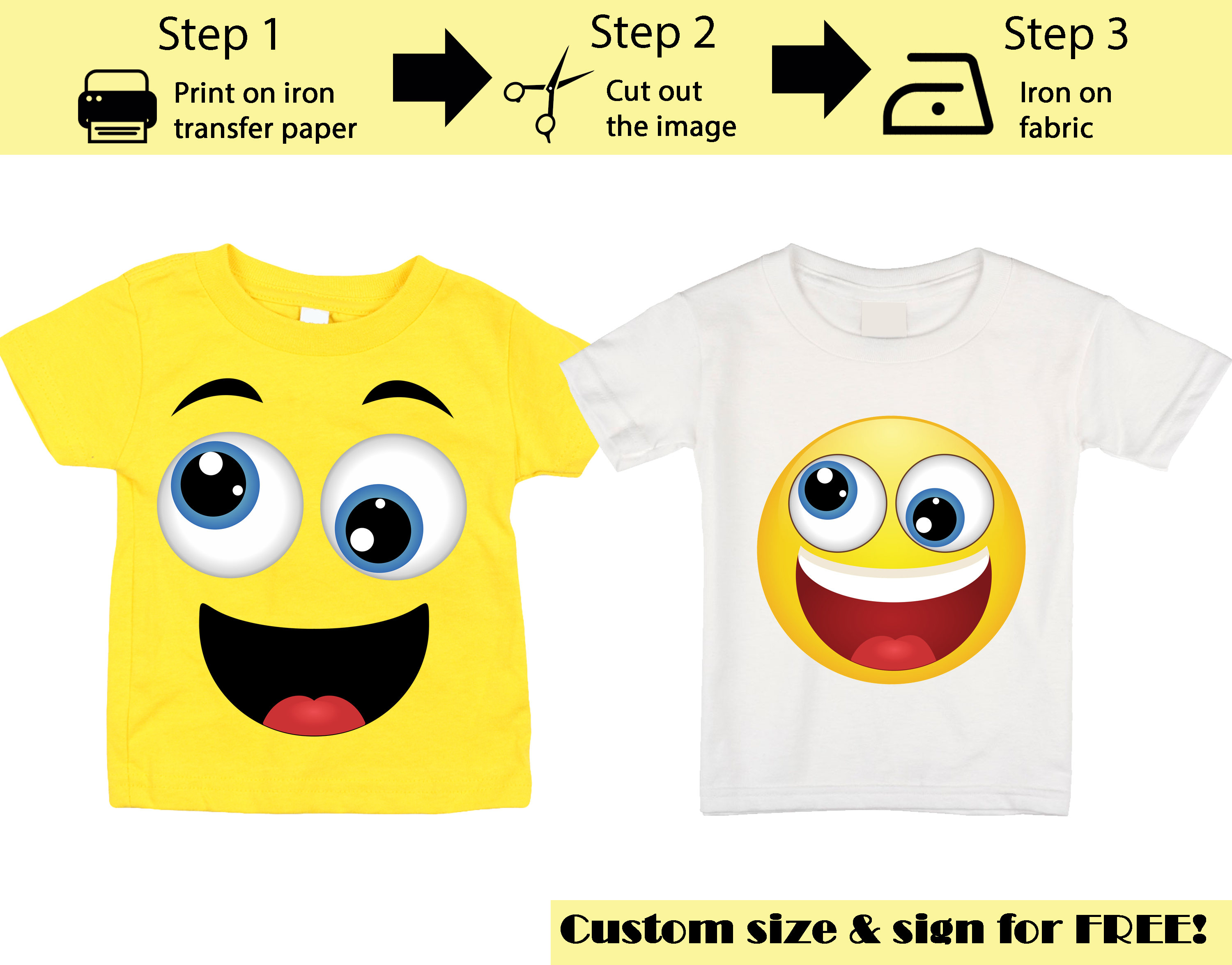 Printable Crazy Emoji Iron on transfer / Emoji Shirt / Emoji T-shirt / Emoji Birthday Shirt / Emoji Party T-shirt /  Instant Download