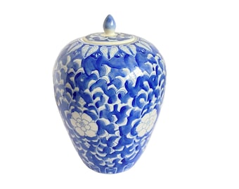 青と白の磁器壺：景徳鎮豆彩様式（高さ7インチ） - Etsy 日本