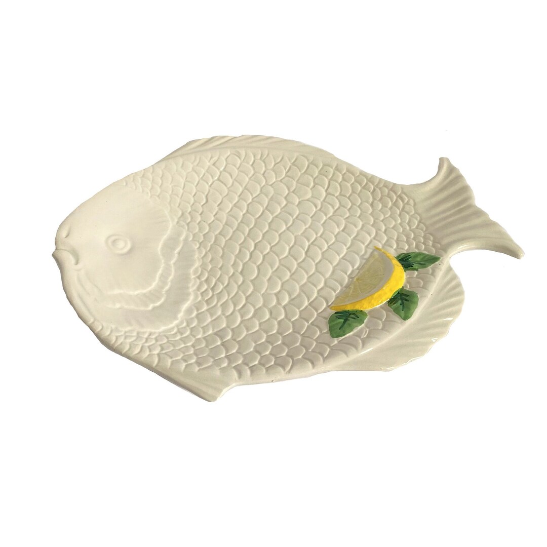 Vintage White Ceramic Fish Platter Made in Italy Etsy