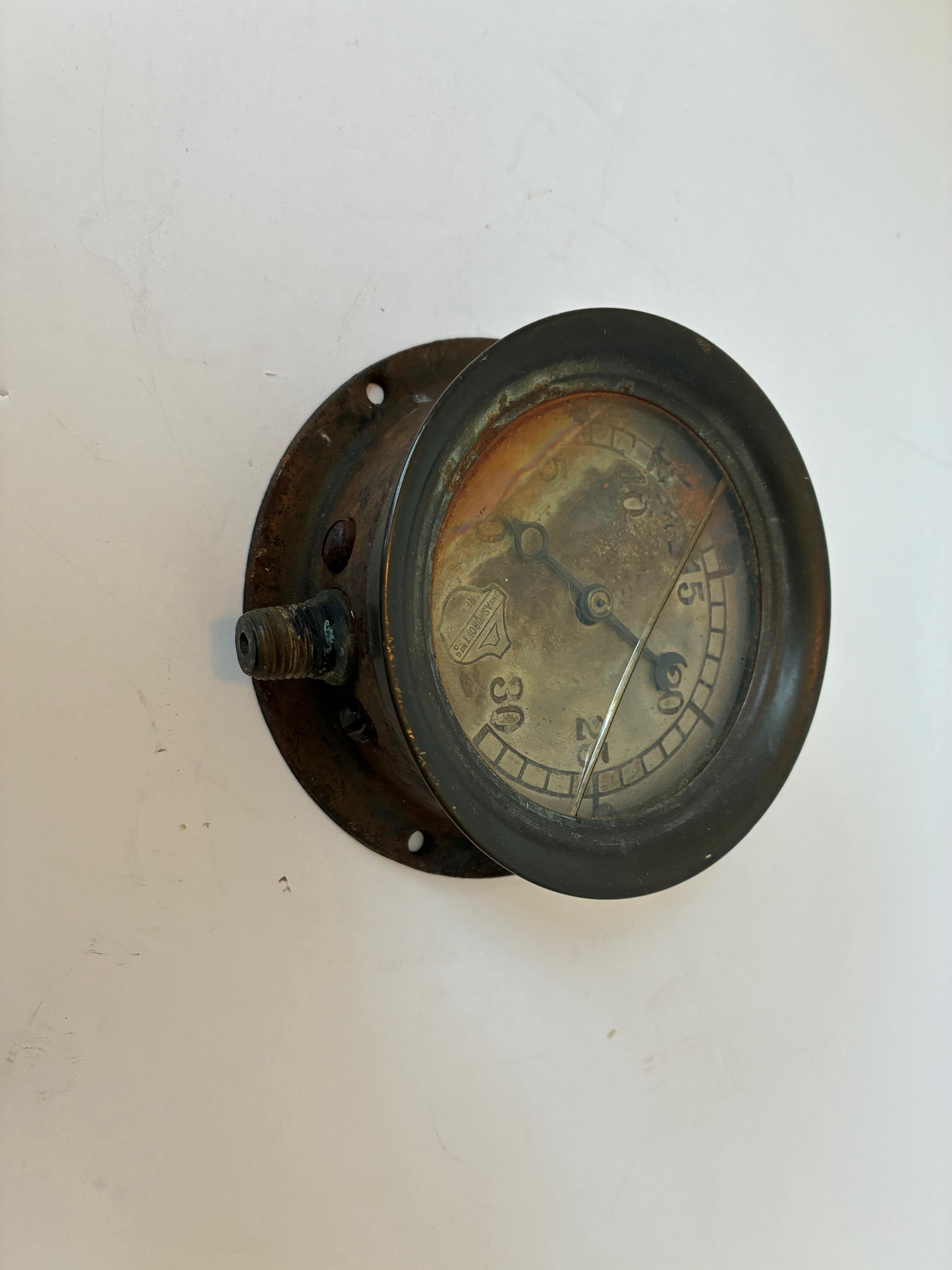 Antique Industrial Brass Gauge | Vintage Steampunk Nautical Pressure ...