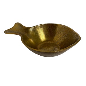 Vintage Gold Metal Fish Trinket Dish