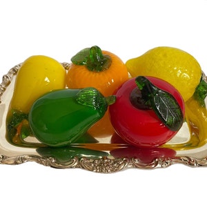 Murano Style Glass Fruit Selection | 5 Piece Centerpiece