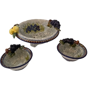 Vintage Ceramic Colander Bowl Set - Vietri Italy
