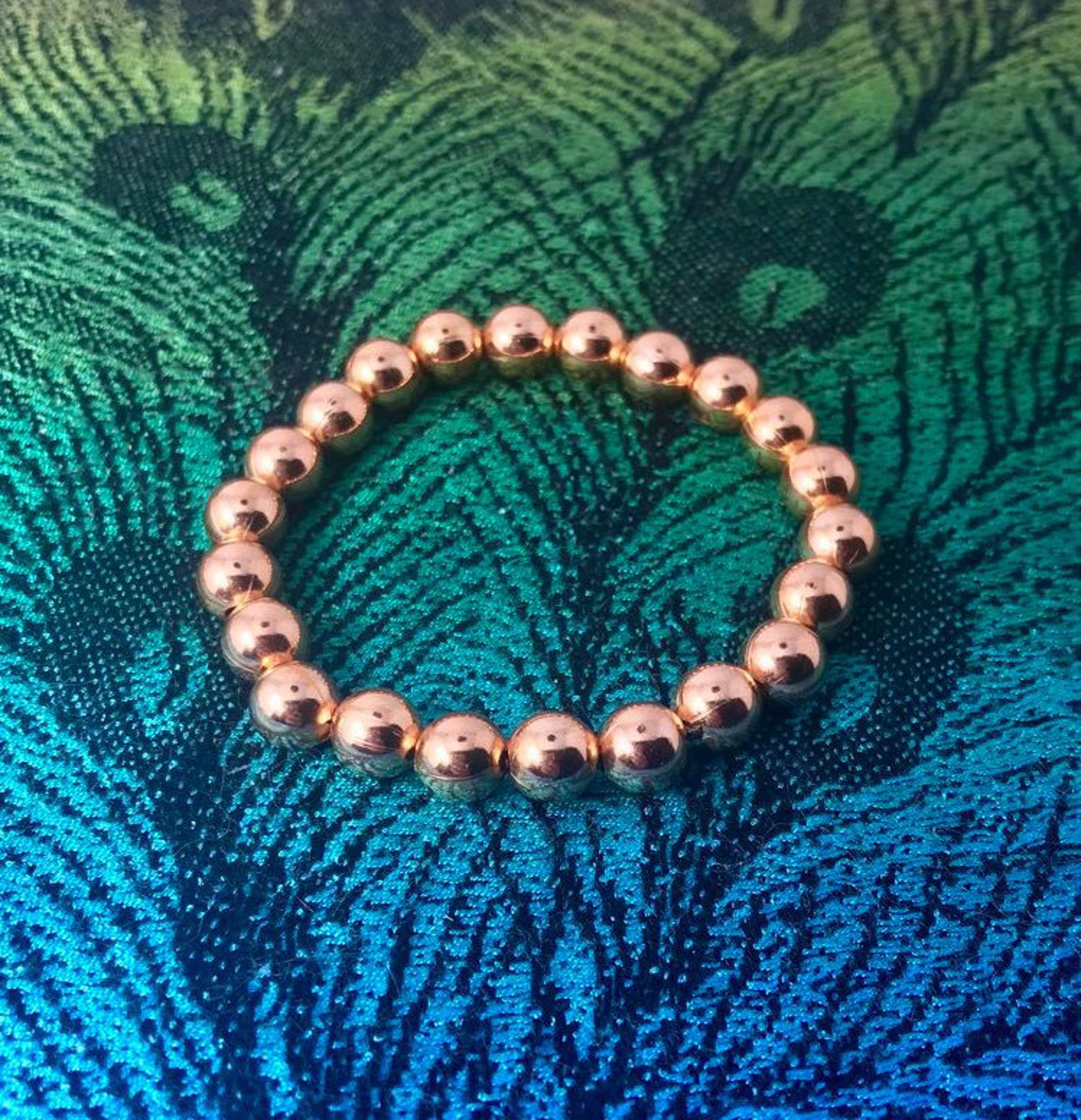 Copper Bracelet 8mm Genuine Copper Healing Stretch Bracelet Etsy