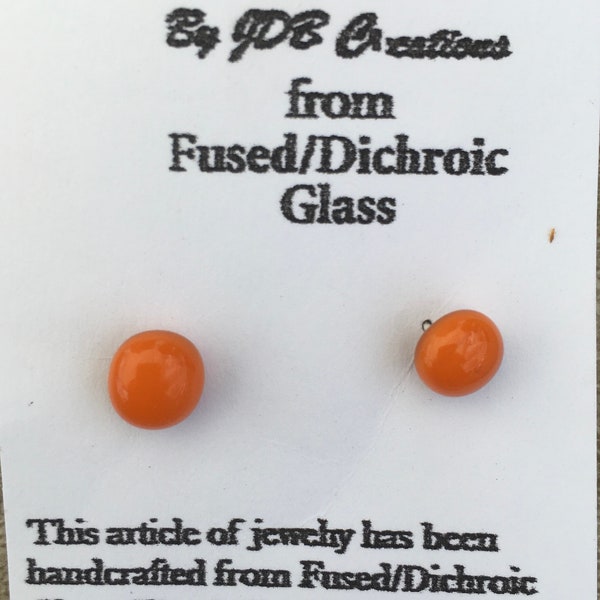 Micro dot Earrings, Orange Earring, Fused Glass Micro Dot Earring, Micro Dots Dichronic Earring, Vintage Micro Dots Earrings, Orange Earring
