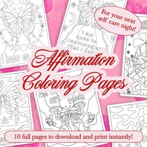 Página para colorir de afirmação | Download digital | Página para colorir calmante para adultos | Alívio do estresse | Páginas para colorir sobre saúde mental | Motivacional