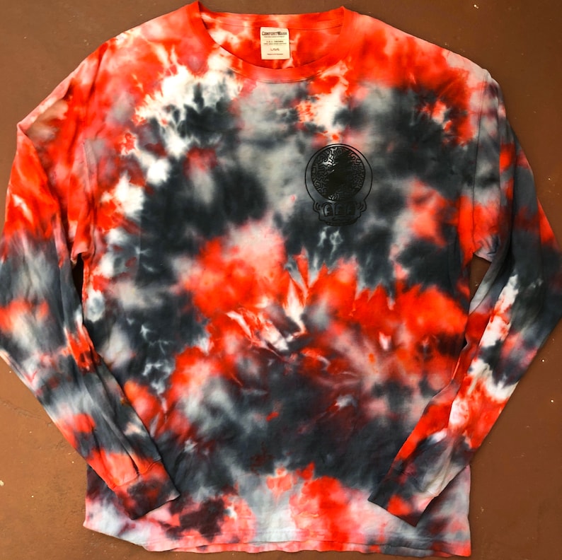 LG Crid-Haring Long Sleeve Ice Dyed Comfort Wash Tee 100/% Cotton