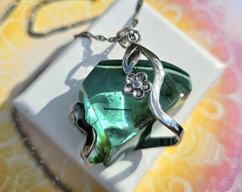 AEL'MARIS - Dragon Gardien de la Lumière d'Atlantis | Amulette en Cristal ANDARA | Cristal Andara turquoise, taille fine / argent | 5D+++++