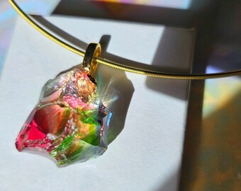 ANDARA necklace raw crystal RAINBOW LIGHT | Gold | Openness to new experiences | Rainbow 5D+++++