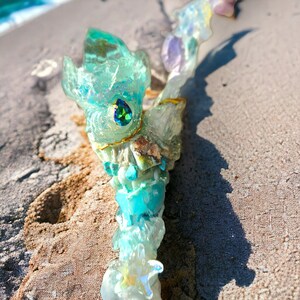 Energetic light magic wand XL | MAGIC MERMAID 100 cm | Lemurian light wand with gemstones and Andara crystals | 5D+++++