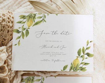 Lemon save the date invitation Template wedding save the date Printable Citrus invite yellow lemon save the date lemon wedding 122