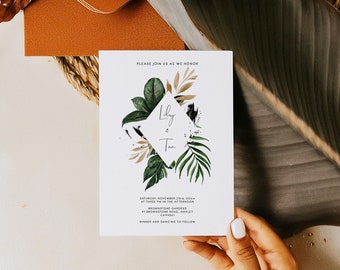 Tropical Wedding Invitation Template Editable Classy Wedding Invitation Printable Edit Text and Colors Yourself Calligraphy Font Wedding 119