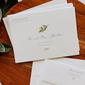Lemon Wedding Envelope Address Template yellow citrus Address Envelope Template Lemon Printable Envelope Template Modern Calligraphy 122