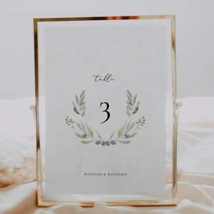 Olive Table Number Template, Printable Wedding Table Number, Mediterranean Table Numbers, Editable olive table numbers, Instant Download