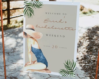 Bachelorette Weekend Welcome Sign, Beach Bachelorette Sign, Tropical Bachelorette, Swim Bachelorette, Tequila Bachelorette Miami Mexico 150