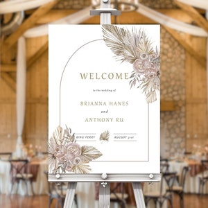 Boho Arch Wedding Welcome Sign Template | Beige Wedding Welcome Poster | Minimalist Welcome Sign | Boho Arch | Desert Wedding Sign BRIANNA