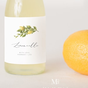 LEMON | Limoncello Bottle Label, Modern wedding limoncino bottle, INSTANT DOWNLOAD Printable Label, 100% Editable, Elegant Wedding Favor 122