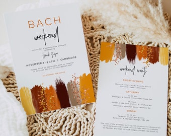 Glitter Burnt Orange Bachelorette Invite Template, orange paint Bachelorette Rust Bachelorette Invitation Glitter Bachelorette Itinerary DIY