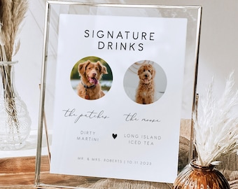 2 Pet Signature Drinks Menu modern wedding pet cocktail menu sign personlized dog signature drinks printable, instant download 110