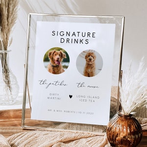 &quot;2 Hunde Signature Getränkekarte &quot;&quot;Haustier&quot;&quot; Bar Cocktailkarte Hochzeit personalisiert&quot;