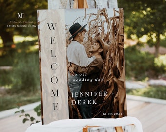 Classic Serif Wedding photo Welcome Sign Template modern reception printable wedding large easel welcome sign Instant Download 101 MCKENNA