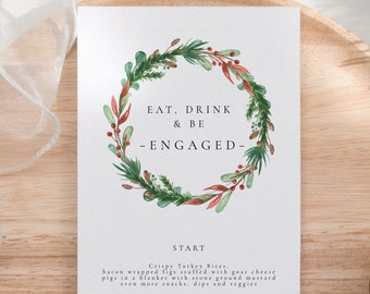 Engagement Party Christmas Menu 2023, Printable Rustic Christmas Menu, minimal dinner menu Instant Download Editable Christmas SCANDI xmas